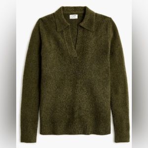 J Crew Factory Dark Green Long Sleeve Sweater Polo Size M. NWT